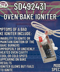 Gas Range Igniter Replacement For Specific Models Only Not Universal Fits Your Stove 115V 3.2 To 3.6 Amp shown against oven background