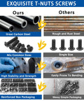 Beefy 296 Piece M3 M4 M5 T Nuts And Screws Set For Aluminum Extrusion Hardware Must Have Including 60 M3 T Nuts 60 M4 T Nuts 28 M5 T Nuts Plus M3 M4 M5 Screws In 8mm 10mm 12mm 16mm And 20mm Lengths, carbon steel set in organized box