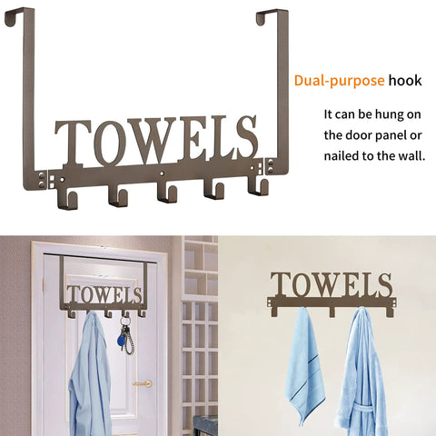 Over The Door Towel Hooks And Wall Mount Rack Heavy Duty Robe Hangers For Bathroom Organizer Detachable Rods Metal Sandblasted Coffee Finish
