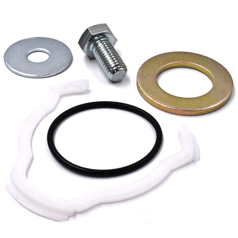 Heavy Duty Washing Machine Tub Bearing Rebuild Kit With High Temp Grease And Precision Knockout Seals includes various seals and a bolt.