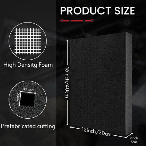 Four Pack Gun Case Foam Inserts Precut Black Foam Padding 16 By 12 By 2 Inch With Precisely Scored Grids For Easy Custom Compartments Protect Firearms Electronics Tools And Gear With Dope Shock Absorption. high-density foam 16x12x2 inch
