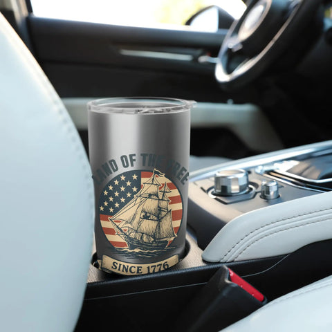 Patriotic Fourth Of July Sailboat Stainless Steel Insulated Tumbler For Hot And Cold Beverages in car cup holder