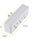 Premium Grounded Outlet Extenders Four Pack Triple Socket Wall Power Splitter in white, dimensions 3.44in x 1.44in x 1in.