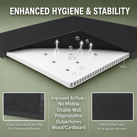 Close-up view of Queen Size Bunkie Board 60x80 Heavy Duty Mattress Support showing breathable polypropylene and breathable fabric design.