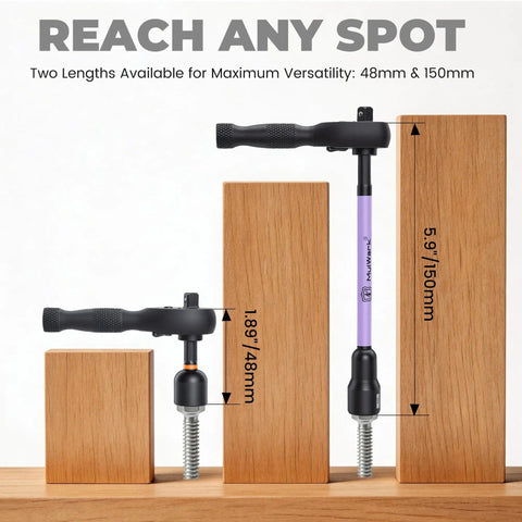 51-Piece Magnetic Nut Driver Set with Color-Coded Deep and Standard Drivers, SAE and Metric, shown with length measurement