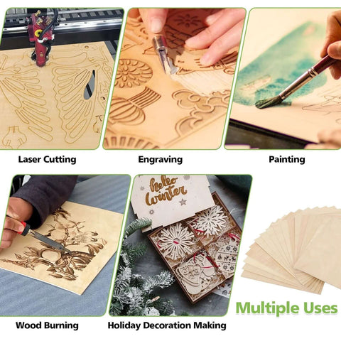 12-pack basswood sheets, 18 x 24 x 1/8 in (3 mm) thick unfinished wood boards for crafts, laser cutting and engraving