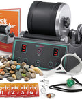 Advanced Rock Tumbler Kit With Digital Polishing Timer And Three Speed Settings Turns Rough Rocks Into Wicked Gems A Fun STEM Geology Toy For Kids And Curious Adults with accessories and rocks.