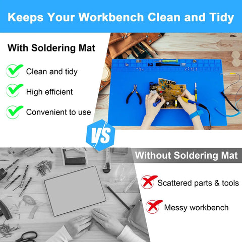 Extra Large Pro Grade Soldering Mat With Wrist Strap 23.6 By 13.8 Inches Heat Resistant 932 F Silicone Workbench Pad comparison