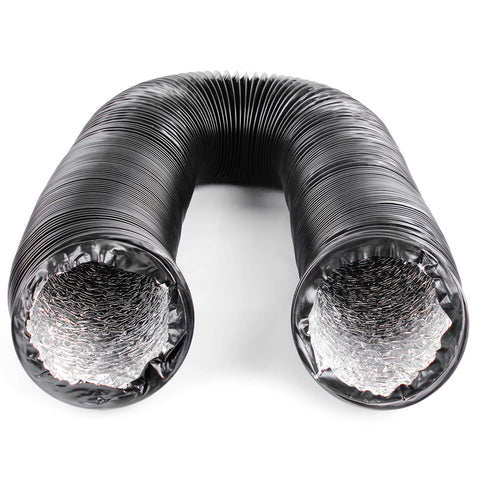 4 Inch Flexible Duct Hose, 12 Foot Black Vent Tube With 4-Layer Aluminum Construction And 2 Clamps, Heavy Duty Venting Solution