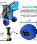 Heavy Duty Folding Beach Cart With Balloon Wheels Ocean Utility Carrier For The Sand 13 Inch By 7 Inch Sand Wheels and air pump