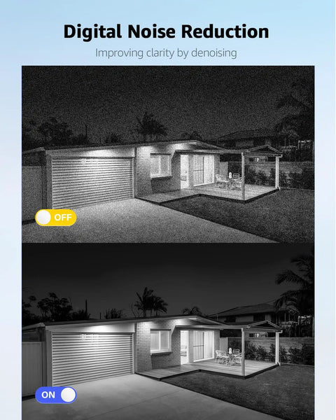 Comparison of digital noise reduction on 1080p Security Camera 4-In-1 Wired Bullet Add-On For Outdoor Surveillance AHD TVI CVI CVBS