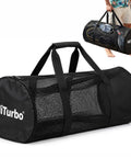 Black 100L Duffel Scuba Bag For Diving And Watersports, large mesh gear tote for surfing, snorkeling, kayaking, boating, spearfishing.