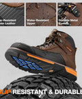 Men's Steel Toe Work Boots With Dual Layer Toe Protection and TPU Shield non slip water and oil resistant safety boots side view