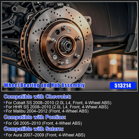 Installed Front Wheel Hub Bearing Assembly Direct Fit Easy Install 5-Lug With ABS for Chevy Malibu 2004-2012 and other models