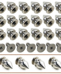 Gnarly Silver Metal Spikes and Studs for Leather and Clothing and Dope Screw Back Rivets for Punk Hats and Bags and Heavy Duty Denim Fashion Hardware, pack of 100 pieces.