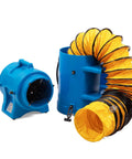 8 Inch 1/3 HP High Pressure Axial Blower Fan For Ventilation With 25 Foot Hoses And Canister Delivers 1000 CFM Beastly Airflow
