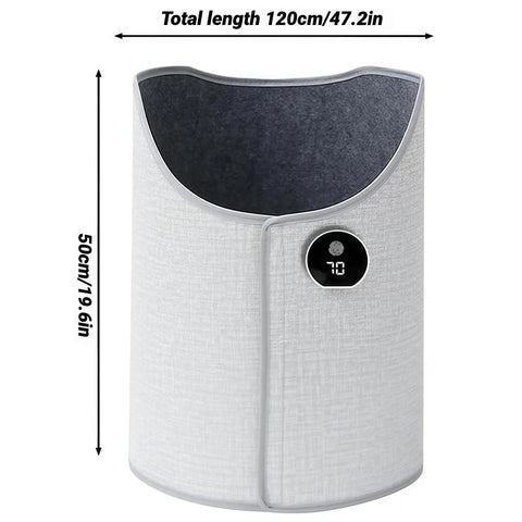 Under Desk Leg Warmer Heater With Six Temperature Settings And Timer Five Second Rapid Heating Overheat Protection Pink Leg Toaster showing dimensions