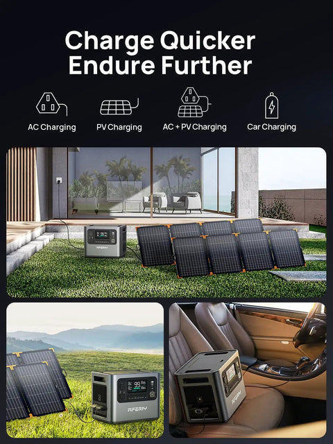Beefy 2400W Portable Power Station With 400W Solar Panel and 2048Wh LiFePO4 Battery for home backup and camping use