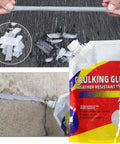 Three Pack Concrete Crack Waterproof Sealant Kit With Quick Drying Weather Resistant Caulking Glue For Driveways Patios And Walls Built To Last Strong Bond 500ml Each shown in use sealing concrete cracks.