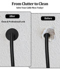 Before and after comparison of Slick Silicone Cable Grommets For Wall Pass Through And Ethernet Wire Routing, showing clean installation.