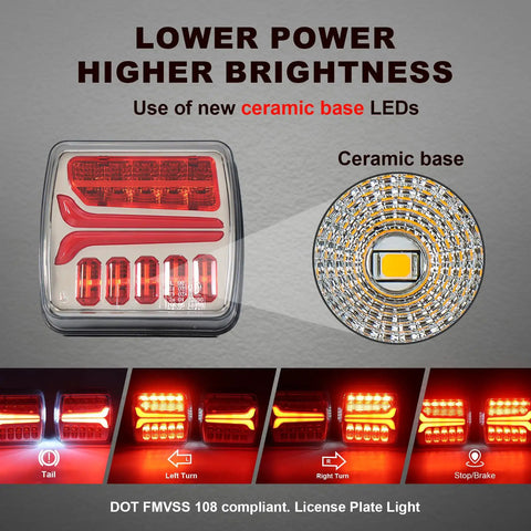 Wireless Trailer Lights Kit With Magnetic Mounts And Two Easy Mounting Options, showing LED lights and ceramic base detail.