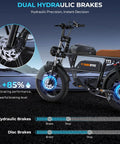 Image of Dual Hydraulic Brakes on Retro Vibes Dual Battery Fat Tire Electric Bike For Adults, showcasing braking performance and bike details.