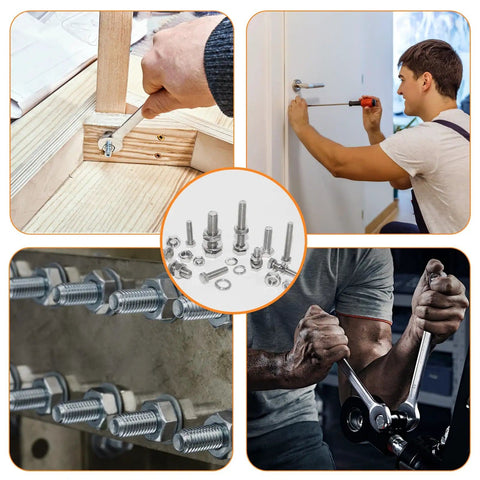 Heavy Duty 248Pcs Metric Bolt Set In 304 Stainless Steel M6 M8 M10 Nuts And Bolts Kit being used in various DIY projects.