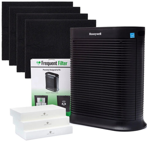 True HEPA Filter Set With 3 Pack And 4 Precut Activated Carbon Pre Filters displayed with air purifier