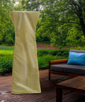 Weather Resistant Outdoor Cover For Three Foot Tabletop Pyramid Patio Heaters Durable Protective Heater Cover For Patio Deck And Backyard All Season Weather Shield Tan on a patio.