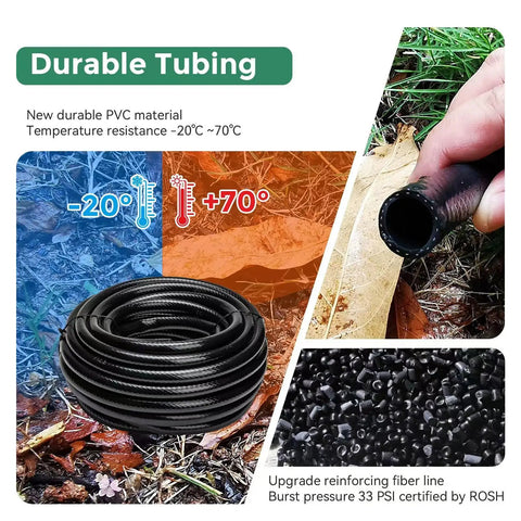 40 Ft Half Inch Drip Irrigation Tubing Main Line For Garden Systems With Thick 3 mm Wall, Leak Proof And Pressure Safe, coiled