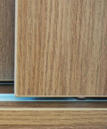 Sliding Door Wheel Pulley Replacement Set Of 4 For Cabinets And Wardrobes With Nylon Track Hardware installed on wooden door