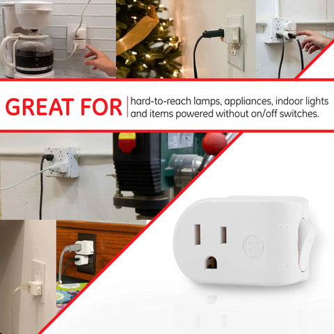 Grounded On Off Plug In Power Switch White Energy Efficient UL Listed 15A 120VAC 1800W ideal for lamps and small electronics
