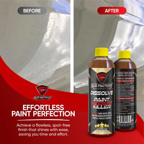 Ultimate Upgraded Paint Glass Water Spot and Stain Removers Plus Protection Coating Bundle showing before and after application