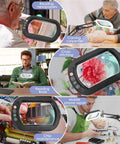 10X Square Magnifying Glass With Light And Stand Real Glass LED Magnifier used for various tasks like reading and crafting.