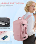 Women Travel Backpack Your Go To Airline Approved Carry On Waterproof Hiking Bag With 16 Inch Laptop Compartment And Overnight Pink