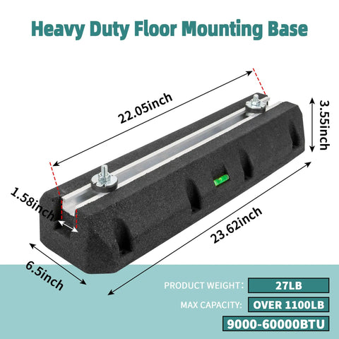 Beefy Heavy Duty Floor Mounting Base Pad for Mini Split Air Conditioners and Ductless Heat Pumps, Rubber Vibration Isolation Feet, 23.62 inches
