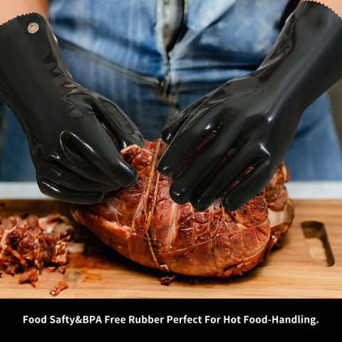 Heat Resistant BBQ Gloves For Grilling And Cooking Up To 220F, Flexible, Soft Lined Meat Gloves With A Killer Grip For Pit And Smoker