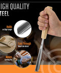 Pro Level Wood Carving Chisel Set Seven Piece Gouges With Cr-V 60 Steel Freakin Sharp Blades shown in hand for detailed carving.