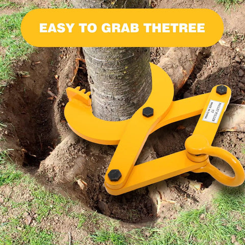 Heavy Duty Pallet Puller 1 Ton Capacity Scissor Clamp For Forklift Chain With 5 Inch Jaw Opening attached to tree trunk