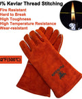14 Inch 932F Heat Resistant Leather Welding Gloves For TIG MIG And Stick Welding, Heavy Duty Fireproof Mitts