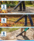 Powerful Cordless Leaf Blower Delivers 550 CFM And 130 MPH For Wet Leaves And Heavy Duty Outdoor Cleanup Includes Two 2000mAh Batteries