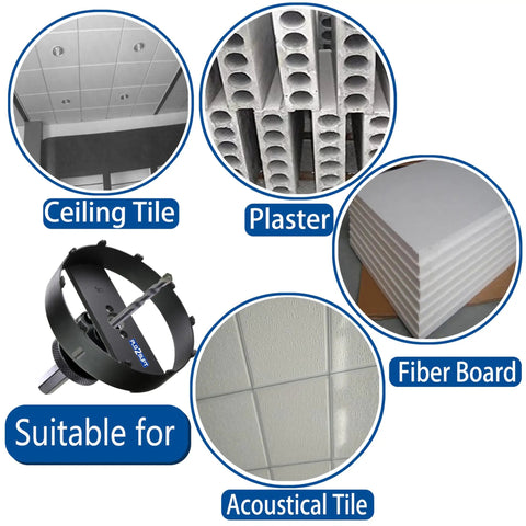 Tough As Nails Carbide Grit Hole Saw Drill Bit for 4 3/8 and 6 3/8 inch lights with suitability for ceiling tile, plaster, and fiber board.
