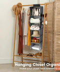 Four Pack Hanging Closet Organizers With Six Compartments And Two Side Pockets Each Collapsible Wide Dorm Shelf