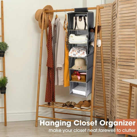 Four Pack Hanging Closet Organizers With Six Compartments And Two Side Pockets Each Collapsible Wide Dorm Shelf