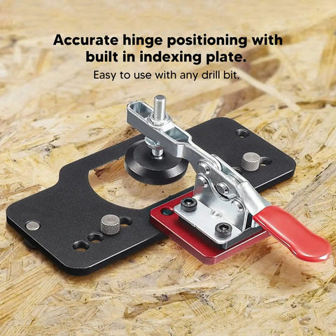 Concealed Hinge Jig 35mm With Drill Bit, Door Hinge Hole Locator Guide For Woodworking, Aluminum Alloy Hole Opener, Pin Clamp, Quick Fix Easy Install, Durable Woodworking Auxiliary Tool