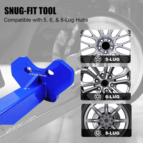Universal Wheel Hub Removal Tool Kit for 5, 6, and 8 Lug Hubs with detailed snug-fit tool illustration