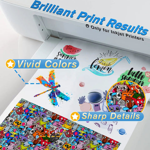 Inkjet Clear Waterslide Transfer Paper 20 Sheets 8.5 By 11 Inches Transparent Printable Waterslide Paper vibrant print example