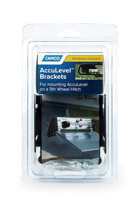 AccuLevel RV Leveling Brackets for Fifth Wheel King Pin Boxes Front to Back and Side to Side Leveling, packaged view
