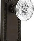 Privacy Door Plate With Crystal Egg And Dart Knob In Oil Rubbed Bronze, 2.375 Inch Backset, Restoration Ready, Lead Free Crystal