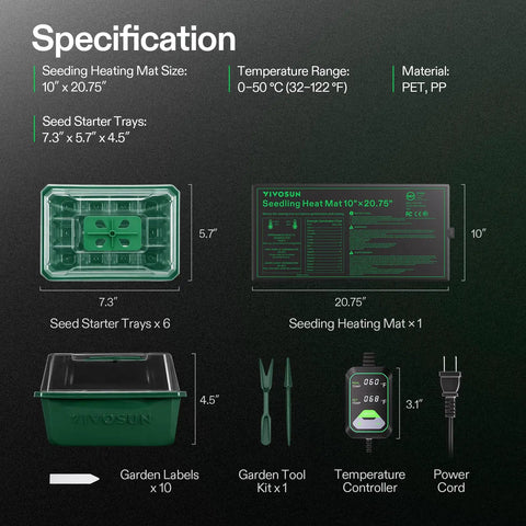 72 Cell Seed Starter Kit With 10 By 20 Inch Heat Mat And Humidity Dome Self Adjusting Dual Digital Temperature Controller Pro Grade 6 Pack Reusable Propagation Trays For Indoor Seed Germination Cloning And Plant Propagation